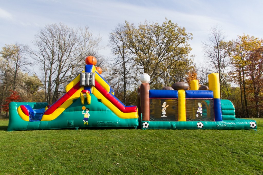 50 ft. Sports Obstacle Course Air Bounce Inflatables & Party Rentals